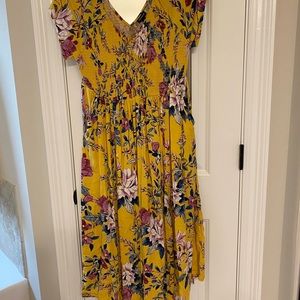 Torrid yellow floral midi dress (size 1X)